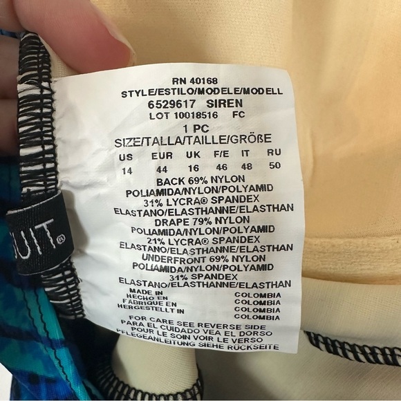 Miraclesuit Siren One Piece in Paka Mayan Women’s Blue/Black Swimsuit Sz 14 GUC - Picture 8 of 10